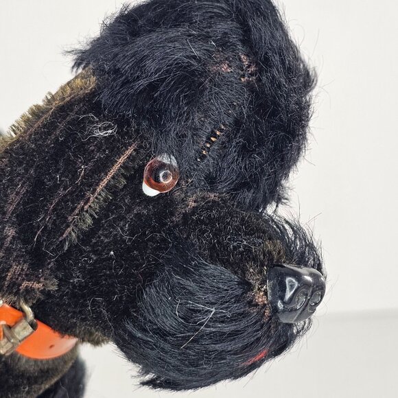 Vintage Steiff Black Poodle Snobby Plush Dog Toy Red Collar 8.5" Jointed - Picture 7 of 8